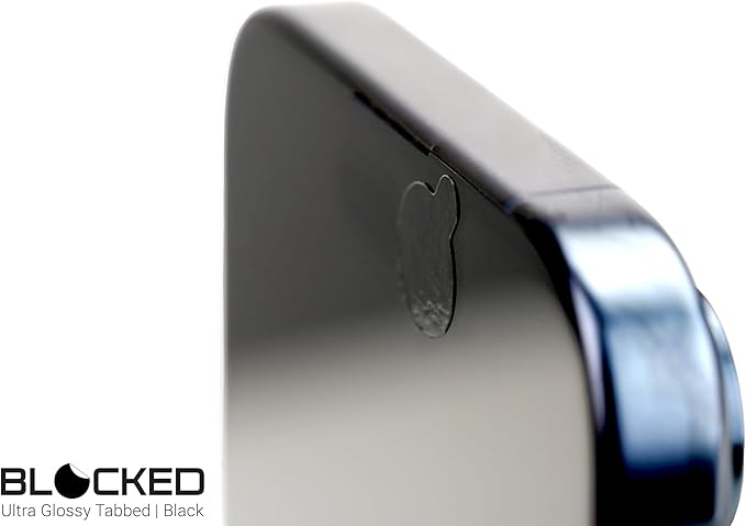 Stackable Webcam/Camera Vinyl Covers | 57 Tabbed Low-Tack Restickable Webcam Sticker | Multiple Sizes | Black 57-Pack Tabbed (Ultra Glossy)