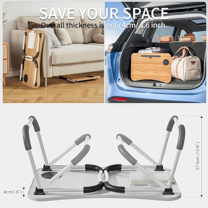 Lap Desk Bed Trays for Eating and Laptops Breakfast in Bed Tray for Sofa/Couch/Study/Reading/Writing with Cup Holder/Drawer On Low Sitting Floor Large Portable Foldable (Pink)