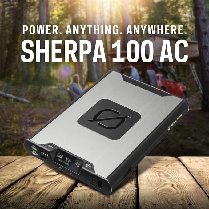 Goal Zero Sherpa 100AC (New) Wireless Portable AC Power Bank 100W USB-C Power Delivery 25600mAh (4th Generation)