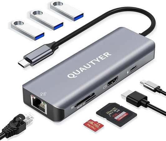 USB C Docking Station MAC Adapter Multiport usb c to ethernet adapter USBC Multiport 8 in 1 usb c hub with ethernet 1000M 4K HDMI 100W PD Charging USB 3.0 SD/TF Card Reader usbc hub for macbook pro HP