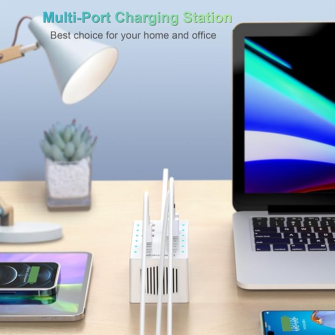USB Charging Station for Multiple Devices USB Wall Charger Power Hub Strip Smart Plug Charging Dock Block for iPhone Xs/XR,iPad,iPod,Galaxy S9/S8,Smart Phones
