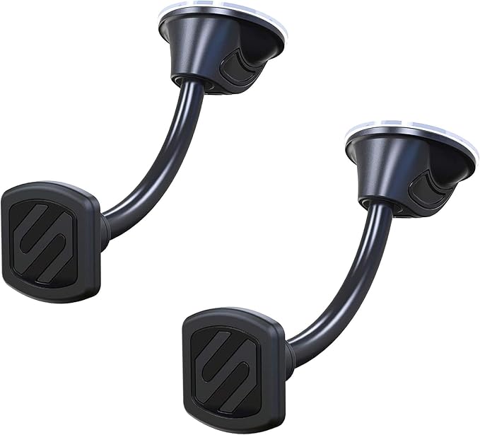 Scosche MAGWDM-2PXCES0 MagicMount Flex Neck Suction Cup Car Phone Mount for Dashboard/Windshield, 360° Adjustable Magnet Head Universal Cell Phone Holder for iPhone, Samsung & All Devices (Pack of 2)