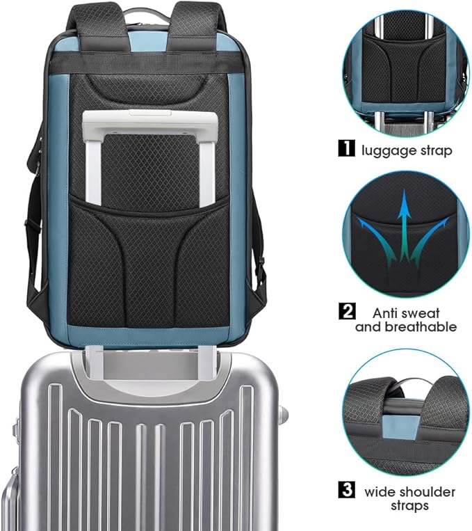 BANGE Anti Theft Business Backpack, Men Work Backpacks with USB C Charging Port, Slim Laptop Backpack for 15.6 Inch, Airplane Travel Backpack for Men and Women