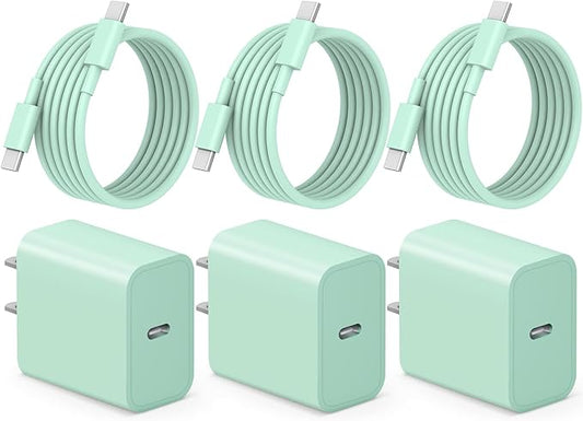 iPhone 17 16 15 Charger Fast Charging 3+3Pack Type C Charger USB C Chargers Block with 6FT Cable for iPhone Air/17/17 Plus/17 Pro/17 Pro Max/16/16 Plus/16 Pro/16 Pro Max/15/15 Pro Max/iPad Pro