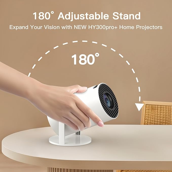 Mini Projector with WiFi and Bluetooth Built-in Android 11, 1080P 4K Support Portable Projector LYNCAST 180°Rotatable Upgrade HY300pro+ Projector for Home,Outdoor Use OptiBarrel 005
