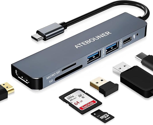 MacBook USB-C Hub Adapter - Multiport Docking Station With HDMI for MacBook Pro and Thunderbolt Devices