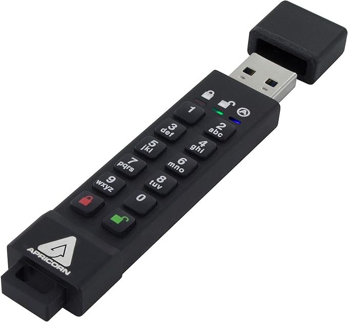 Apricorn 16GB Aegis Secure Key 3Z 256-bit AES XTS Hardware Encrypted FIPS 140-2 Level 3 Validated Secure USB 3.0 Flash Drive (ASK3Z-16GB), Black