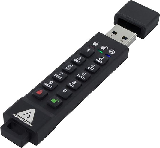 Apricorn 16GB Aegis Secure Key 3Z 256-bit AES XTS Hardware Encrypted FIPS 140-2 Level 3 Validated Secure USB 3.0 Flash Drive (ASK3Z-16GB), Black