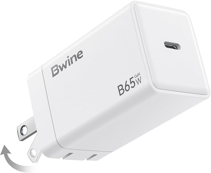 Bwine 65W Phone Charger, GaN Charging Blocks, Compatible with Drone, iPhone 17/Pro,Galaxy S24,Note 20/10+, iPad and More, White (1x Adapter)