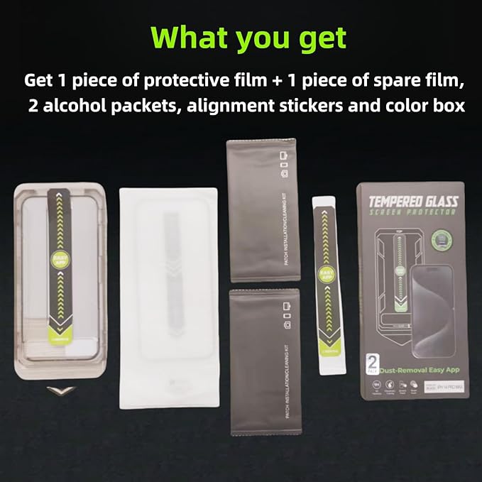 2 Pack Screen Protector for i phone 17 Pro Max Series Tempered Glass Screen Protector, Protector de Pantalla, 9H Hardness, Bubble-Free, Easy Install Kit（ i phone 17 Pro Max