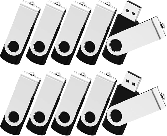 Wholesale Bulk 2GB USB Flash Drives 50 Pack, KOOTION Thumb Drive Flash Drives Swivel Memory Stick 2G USB Stick, Black 50 Pcs