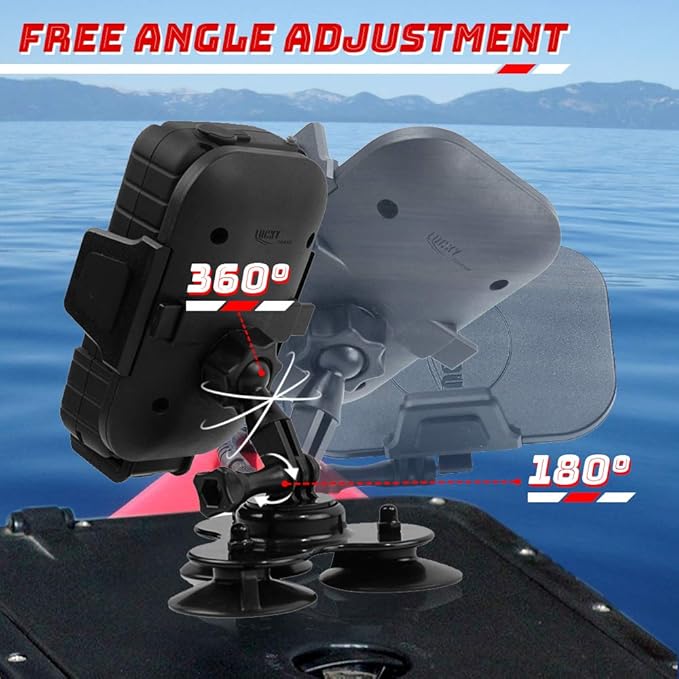 LUCKY Dashboard Universal Car Phone Mount Veichle Suction Cup Mount Holder, Fish Finder GPS Cup Holder Mount for Boat Canoe Kayak Truck Marine Fishing