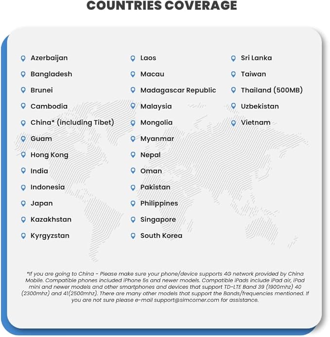 Asia Travel eSim Card - 6GB Fast Data for 15 Days in 28 Asian Countries. No Daily Limit. Easy Activation. Data Only International Travel e SIM Card for eSim Compatible Mobile Phone, Ipads and Tablets