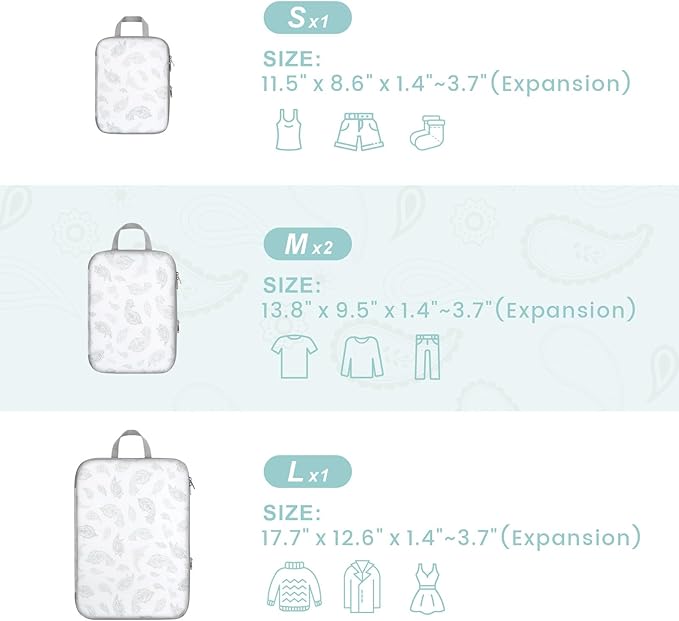 Cambond Compression Packing Cubes for Travel Women - Travel Bags Luggage Organizers Travel Essentials Compression Cubes for Travel Carry on Suitcases Organizer