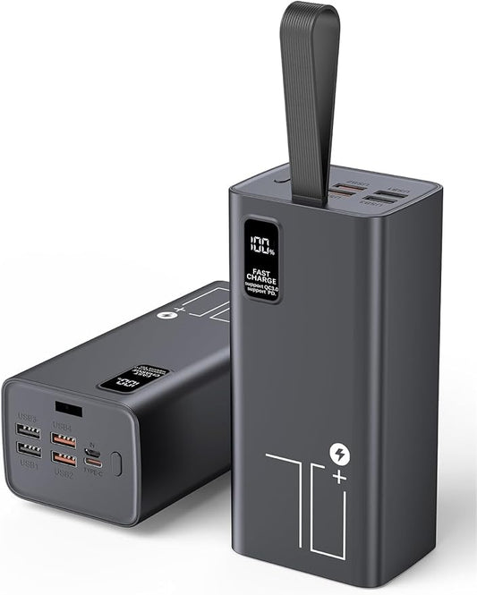 Portable Charger 70000mAh High Capacity Power Bank, 30W Fast Charging External Battery Pack, USB C Battery Bank PD&QC 3.0, 5 Output 2 Input, LED Display Big Powerbank for Phone Tablet Camping Travel