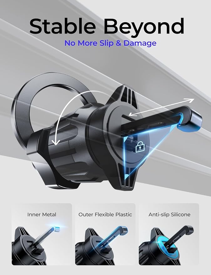 LISEN Magnetic Phone Holder for Car,MagSafe Car Mount for iPhone 17 Car Accessories for Men Women Gift RV Essentials [95% Increase Magnet] Cars Vent Phone Mount Truck Mat Fit GPS iPhone 17 Pro Max Air