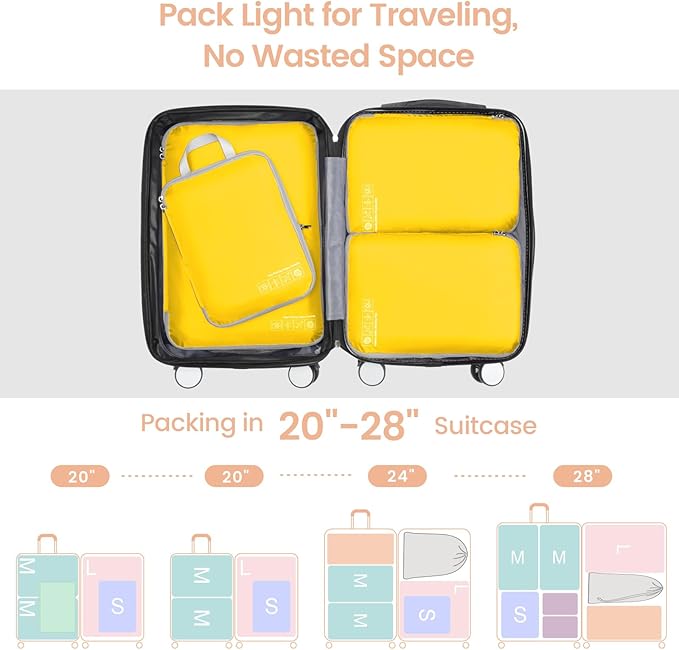 Cambond Compression Packing Cubes for Travel Women - Travel Bags Luggage Organizers Travel Essentials Compression Cubes for Travel Carry on Suitcases Organizer