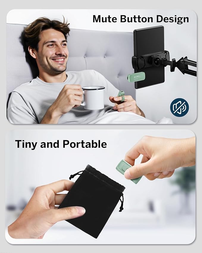 [Case-Friendly] Remote Control Page Turner Ring for Kindle Paperwhite Oasis Scribe Kobo eReaders, Camera Camcorder Remote Controls, Page Turner Clicker for iPhone ipad Tablets with Storage Bag Green