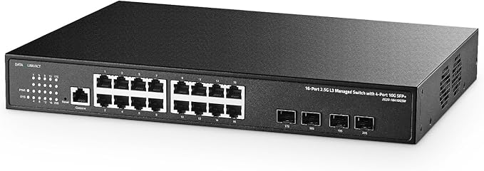 Binardat 20 Port 2.5G Web Managed Switch, 16x2.5G Ethernet, 4x10 Gigabit SFP Ports, Web/CLI L3 Managed, Metal Multi-Gigabit Desktop/Rackmount Network Switch