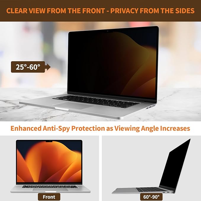 Privacy Screen for MacBook Pro 16 Inch 2019 (A2141), Removable Anti-Spy Filter for Mac Pro 16.1", Eye Protection HD Anti-Scratch