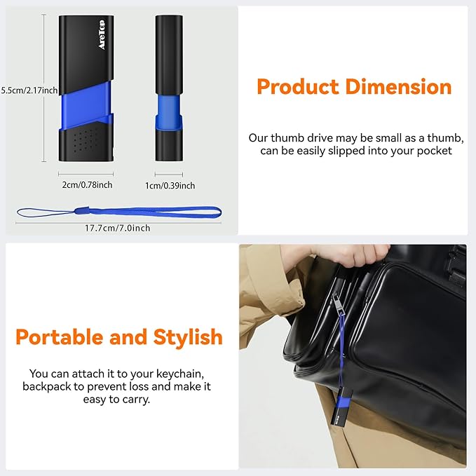 AreTop 4GB Flash Drive 5 Pack Thumb Drives Slide Retractable USB Flash Drives 5 Pack USB 2.0 4GB Memory Sticks for Data Storage Jump Drives Multipack (Mixed Color:Yellow,Red,Blue,Green,Purple)