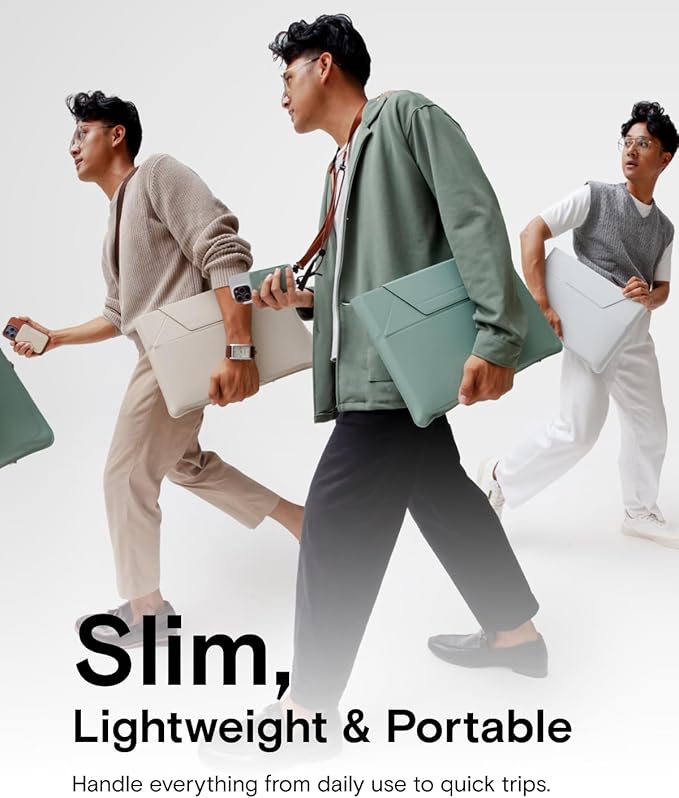 MOFT Laptop Carry Sleeve, 2-in-1 Laptop Bag & Stand for 13" MacBook Air/Pro & Dell/HP/Lenovo/Asus, Stylish Slim Computer Sleeve Bag with Expandable Storage for Computer Accessories, Seafoam