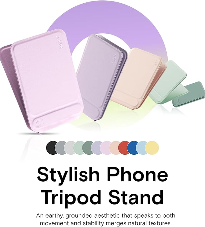 MOFT Phone Tripod Stand Selfie Stick for iPhone, Multi-Angles iPhone Stand, Lightweight & Portable Phone Holder, Strong Magnets, MOVAS Vegan Leather, Travel Essentials, Blush(Without Card Slot)