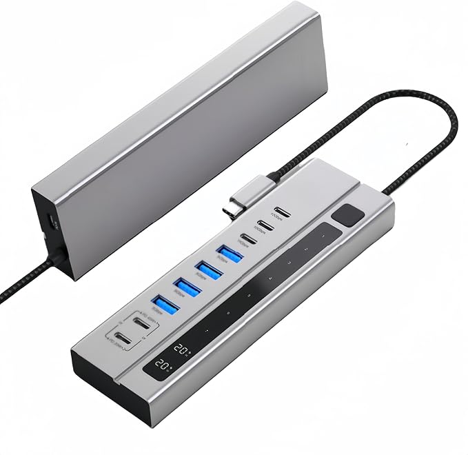 9 in 1 Powered USB C Hub, USB 3.2 Data Hub with 65W PD Power Adapter, 3 USB-C 10Gbps, 4 USB-A 5Gbps, 2 24/45W Type-C PD Charging Ports USB Hub