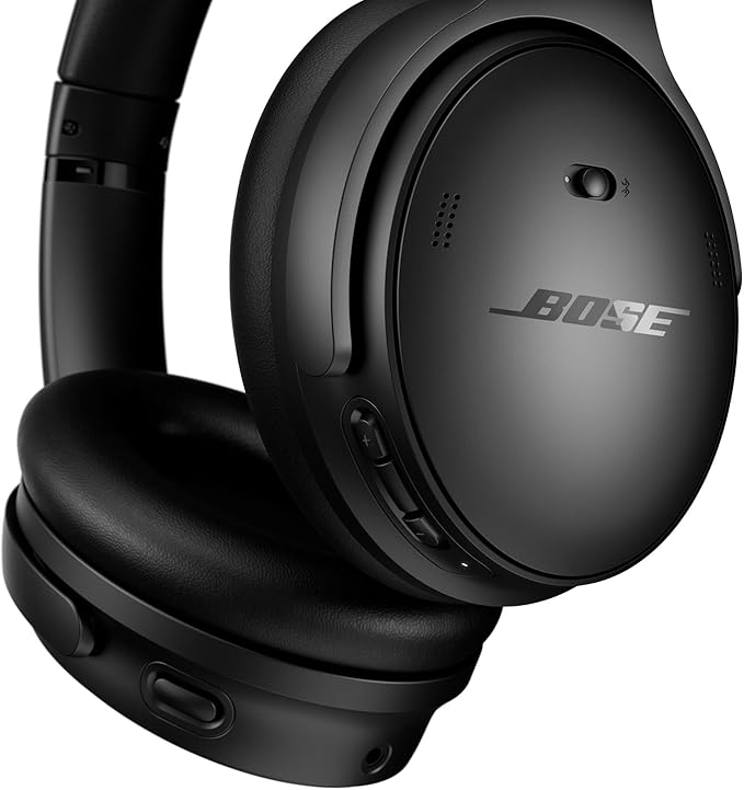 Bose QuietComfort Headphones - Wireless Bluetooth Headphones, Active Over Ear Noise Cancelling and Mic, USB-C Charging, Deep Bass, Up to 24 Hours of Playtime, Black