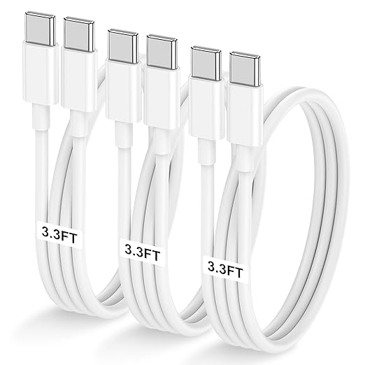 3-Pack 3.3FT 60W USB C to USB C Cable, Type C to Type C Cable,Fast Charging Cable for iPhone Air 17 16e 16 15 Pro Plus Pro Max，for Galaxy S25/S24, for iPad Pro/Air/mini, for MacBook Pro/Air and More