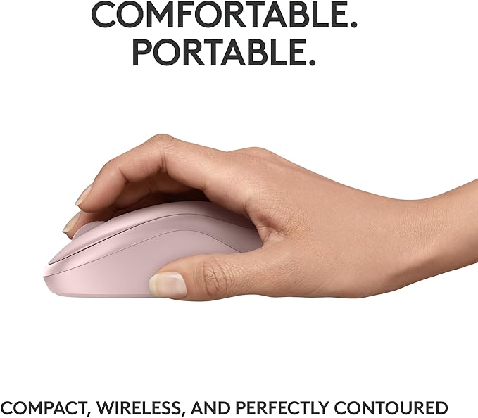 Logitech M240 Silent Bluetooth Mouse, Wireless, Compact, Portable, Smooth Tracking, 18-Month Battery, for Windows, macOS, ChromeOS, Compatible with PC, Mac, Laptop, Tablets - Rose