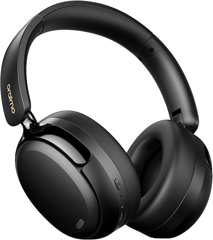 Oraimo BoomPop N Highbrid Active Noise Cancelling Headphones, 65H Playtime, 3 EQ Modes, Deep Bass, Bluetooth 5.4, Wireless Over-Ear Headphones with Microphone for Office Travel, Black