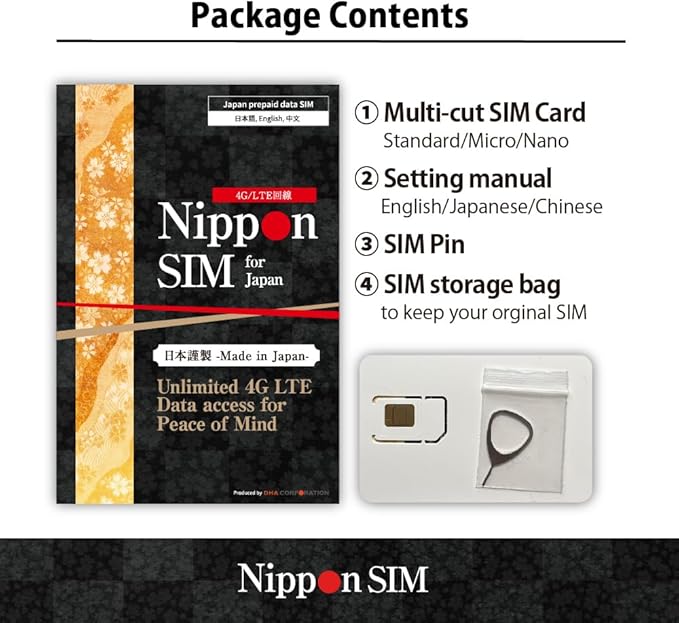 Japan SIM Card 8 Days Data Only | Daily 2GB High-Speed 4G LTE + Unlimited Data at Reduced Speed | No Roaming Needed for Faster, Safer Access | Hotspot tethering Supported | Docomo | Made in Japan