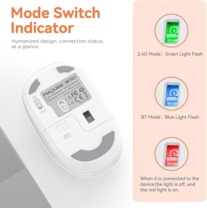 Cute Bluetooth Mouse, 2.4 GHz Wireless Mice with USB Receiver for Laptop, iPad, Mac, Silent Cartoon Mouse Suitable for Female and Students (Girl)