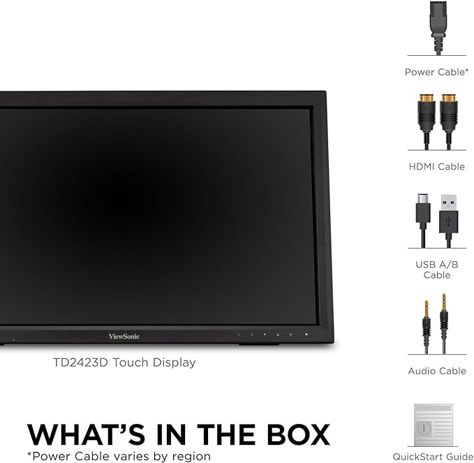 ViewSonic TD2423D 24 Inch 1080p 10-Point Multi IR Touch Screen Monitor with Eye Care HDMI, VGA, USB Hub and DisplayPort