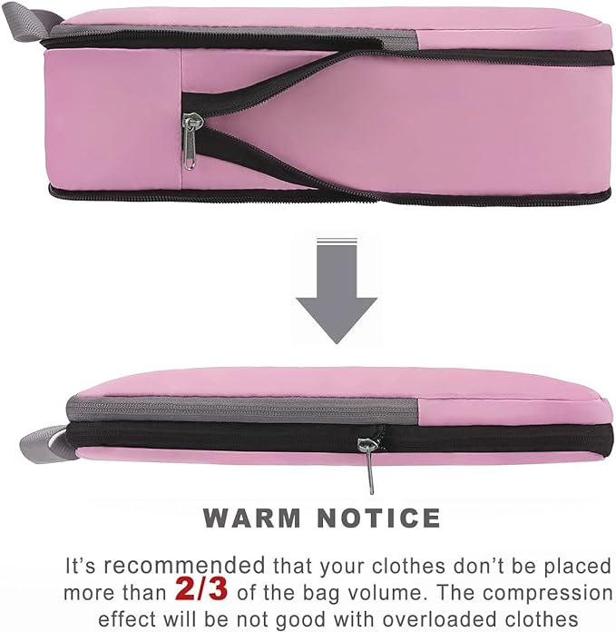 BAGAIL 4 Set/6 Set/8 Set Compression Packing Cubes Travel Accessories Expandable Packing Organizers (Cloth Pattern, 4-Pink)