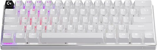 Logitech G PRO X 60 Lightspeed Wireless Gaming Keyboard, Ultra Compact TKL 60% Mechanical Keyboard for Windows PC, LIGHTSYNC RGB, Dual-Shot PBT Keycaps, GX Optical Tactile Switches - White