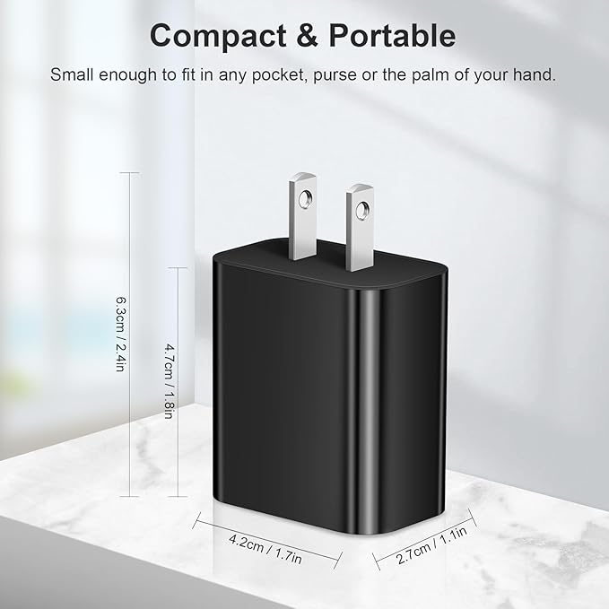 USB C Charger Block Charging Block Type C Charger 20W Wall Chargers 4 Pack for iPhone 16/16 Plus/16 Pro/16 Pro Max/iPhone 15/15 Pro/15 Pro Max/14/13/12 Pro/Samsung//Android(Black)