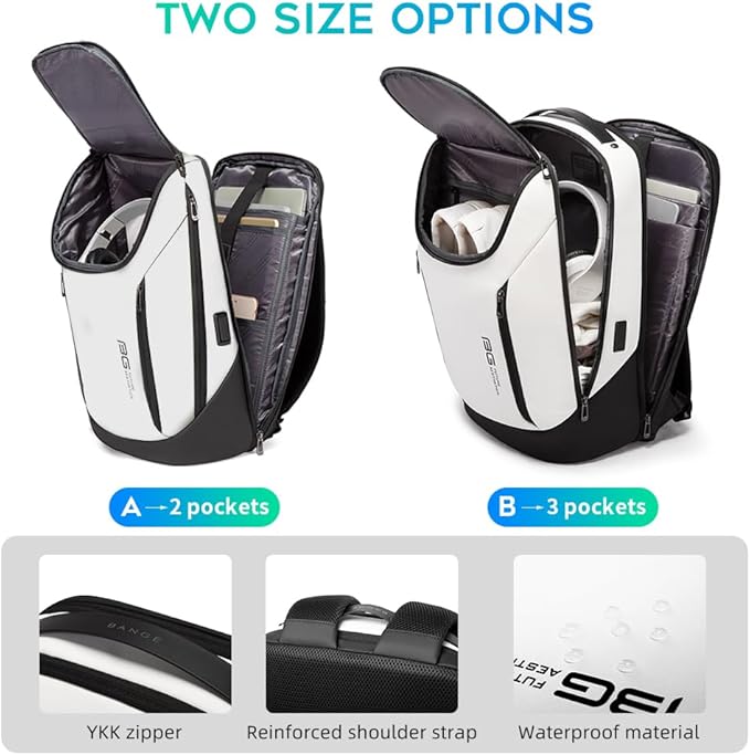 BANGE Business Smart Backpack Waterproof fit 15.6 Inch Laptop Backpack with USB Charging Port,Travel Durable Backpack