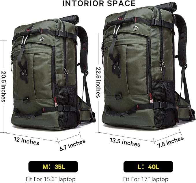 KAKA Travel Backpack, Carry On Backpack Durable Convertible Duffle Bag Fit for 15.6 Inch Laptop for Men and Women(Medium 35L)
