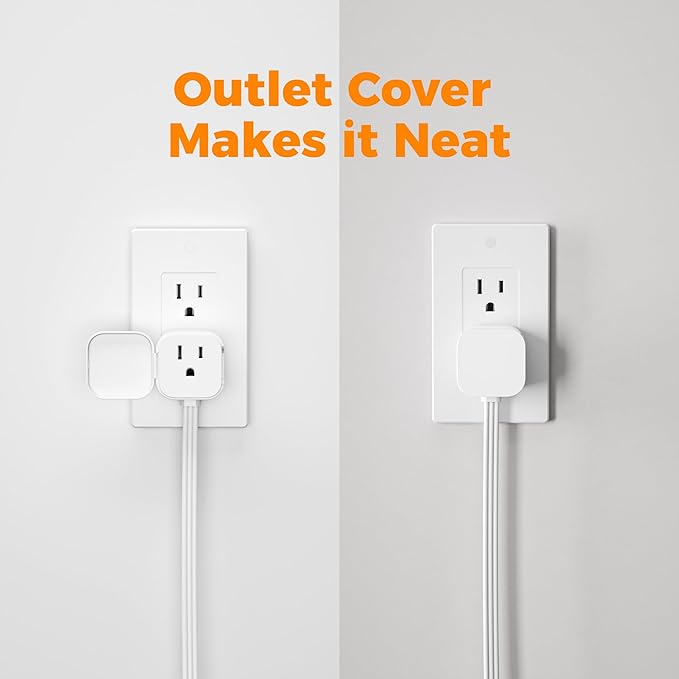 TESSAN Outlet Cover with Extra Outlet on Plug, Surge Protector Power Strip with 3 USB (2 USB C), 5 Ft Flat Extension Cord, 900 Joules Protection, Flat Plug Power Strip for Home Office Essentials