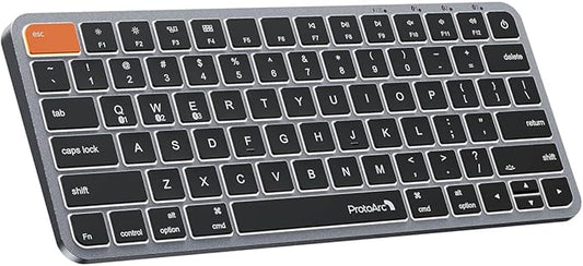 ProtoArc Backlit Compact Wireless Keyboard for Mac, K90-A Bluetooth Keyboard, Multi-Device, Low Profile, Fluid Quiet Typing, Rechargeable, Compatible with MacBook Pro/Air, iPad - Space Gray