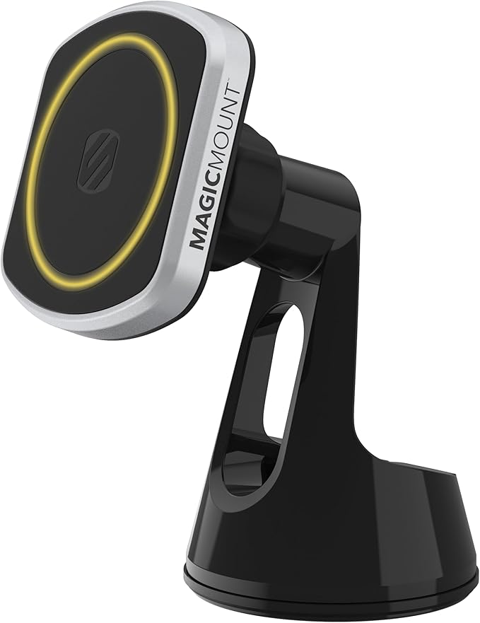 Scosche MP2ROWD MagicMount Pro2 MagSafe Car Dashboard/Windshield Suction Mount, Hands-Free Cell Phone Holder Compatible with iPhone 16/15/14/13/12 Series and More with MagicRing Adapter, Pack of 2