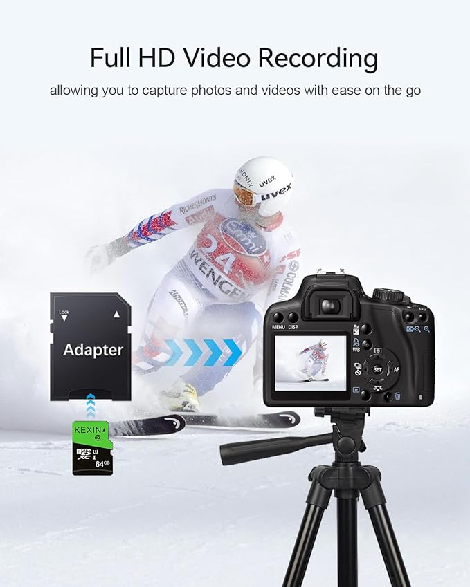 KEXIN 64GB Micro SD Card 10 Pack with SD Adapter microSDXC Memory Card UHS-I C10 U1 Micro SD Cards Bulk Full HD High Speed TF Card for Smartphone Tablet Action Camera Dash Cam Game Console, 10Pack 64G