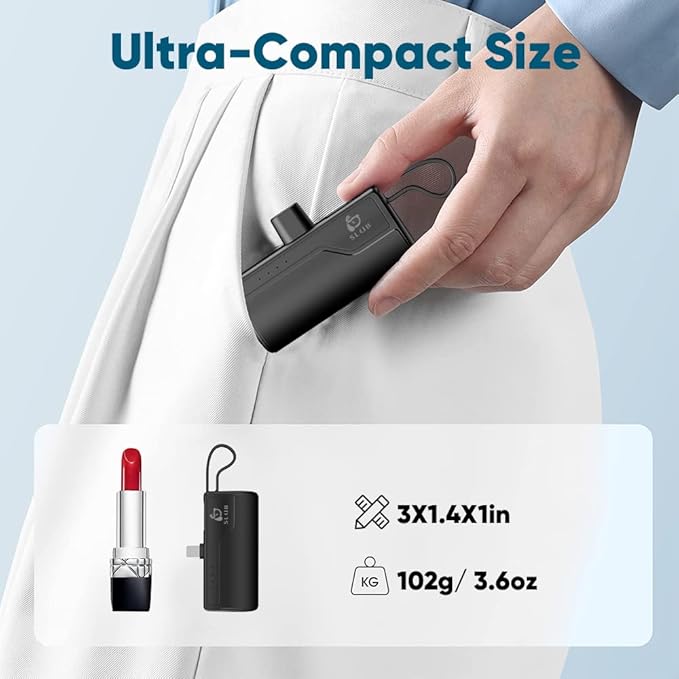 Gankoii iPhone Portable Charger 5000mAh, Mini Power Bank Battery Pack Phone Backup Charger, Small Portable Charger Compatible with iPhone 14/13/ 12/11/ XS Max/XR/X, AirPods, Black