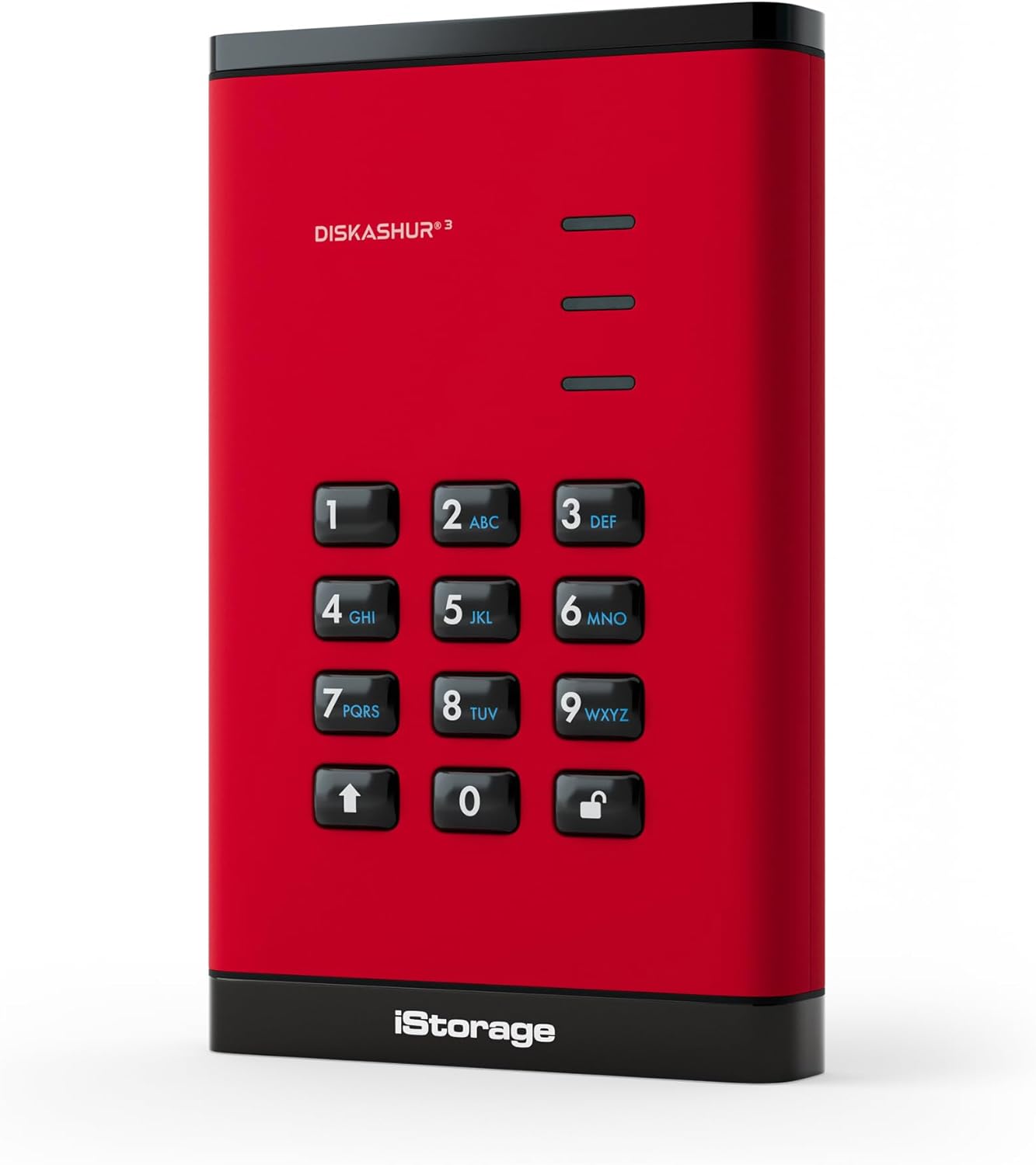 iStorage diskAshur3 HDD 1TB Red - Secure Portable Hard Drive - Password Protected - Dust & Water Resistant - Hardware Encryption