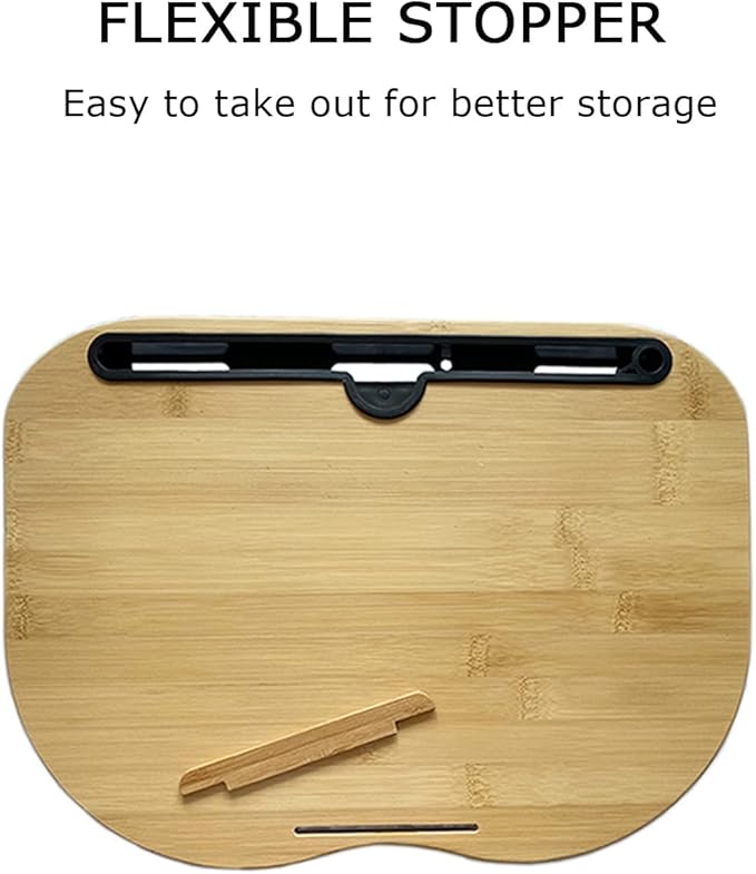 SUMISKY Lap Desk for 14" Laptops-Bamboo Laptop Desk with Cushion & Phone Holder, Portable Laptop Stand with Tray, 15x11 Inches