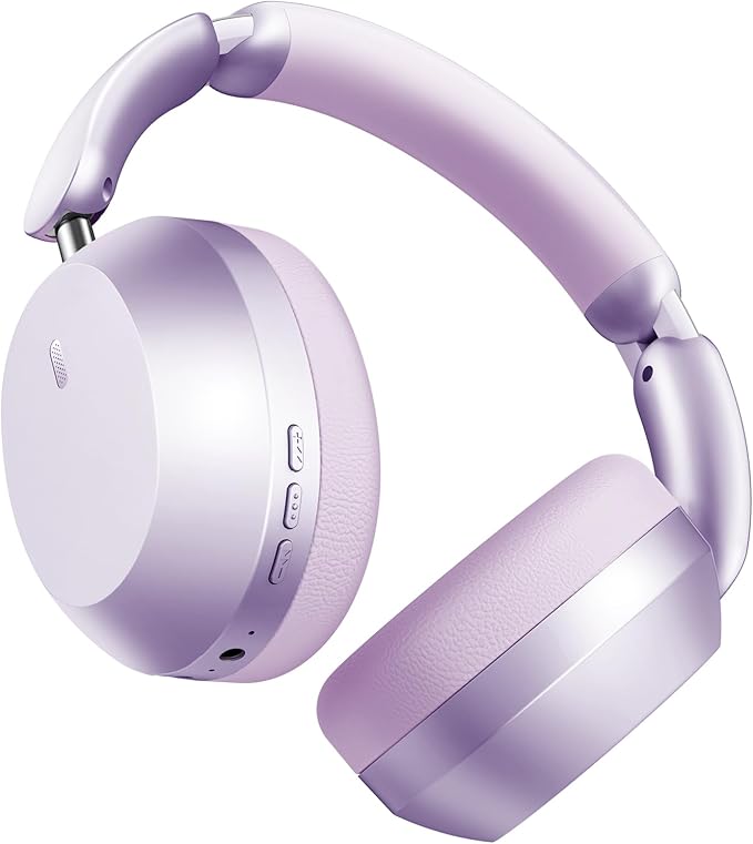 Wentronic Y04 Bluetooth Headphones Active Noise Cancelling Wireless Over Ear Headsets 48 Hours Playtime High Sound Quality Foldable Earphones with Soft Ear Cushion for Travel - Purple