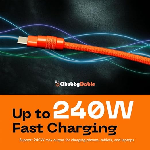 chubbycable Cute Chubby 120W Short USB C Cable Power Bank Fast Charging Cable Nylon Braided Charger Cord Compatible with iPhone 17-15 Series iPad, Yellow, USB-A to Type-C, 0.82FT