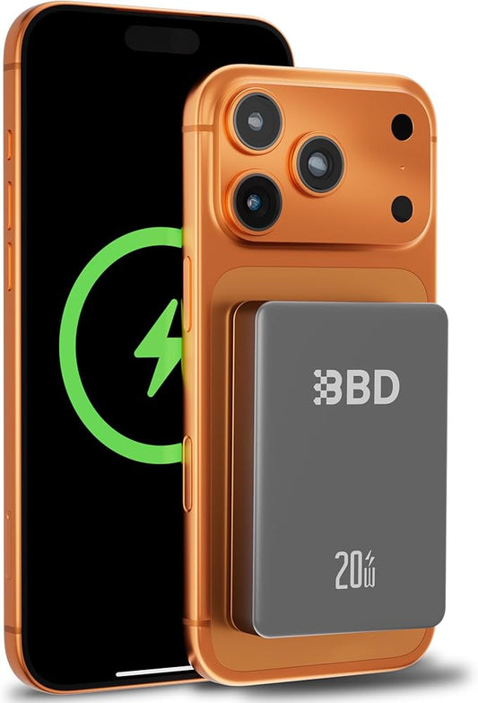 BBD 10000mAh Magsafe Portable Charger,Magnetic Power Bank Fast Charging PD 20w with USB C Cable,Slim Magsafe Battery Pack Travel Essential,Wireless Power Bank for iPhone 17/16/15/14/13/12 Series-Grey